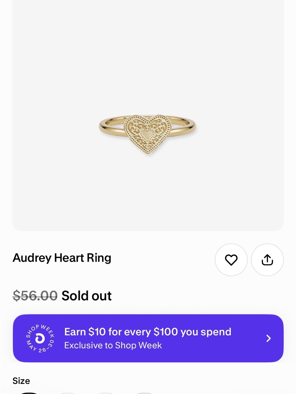 Audrey Heart Ring - Polished Gold